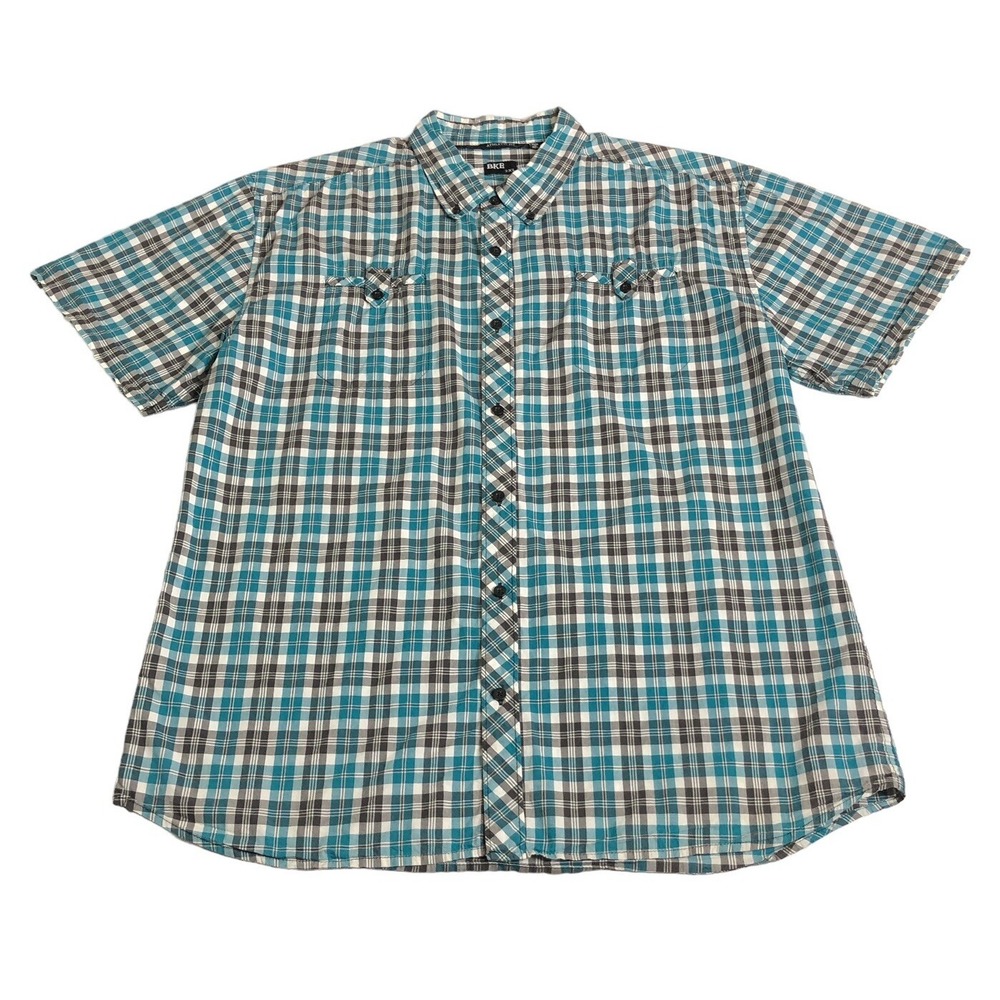 BKE Buckle Athletic Fit Shirt Mens 2XL‎ Blue Plaid Button Up Western Rockabilly